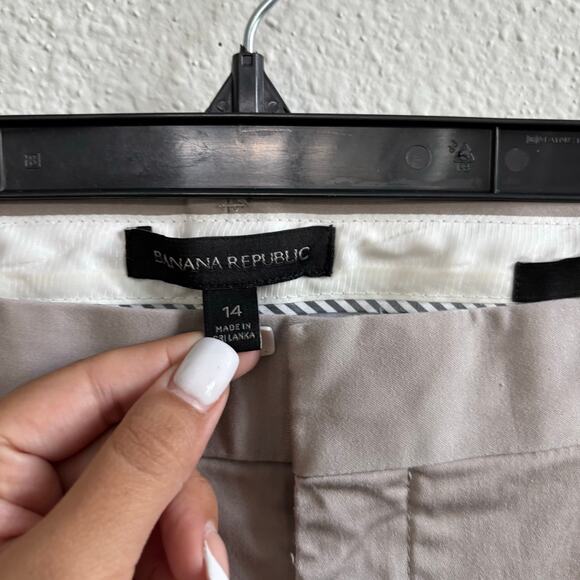 Banana Republic Logan Beige Trouser Pants Career Office Business Women's Size 14 - Picture 10 of 11